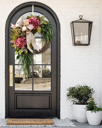 Farmhouse pink hydrangea wreath - Rustic home decor