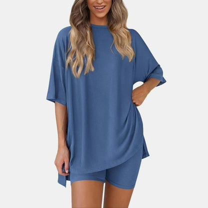 2025 Summer Casual Oversized Shirts Shorts Matching Women's Two Piece Lounge Set