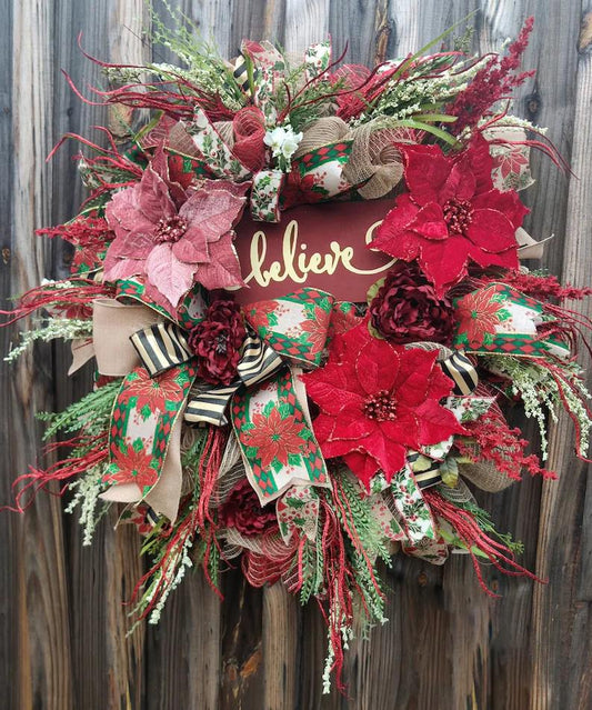 Christmas Poinsettia Wreath
