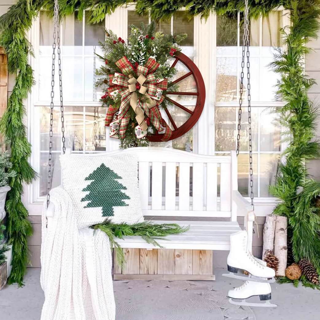 Winter Wreath-Farmhouse Wagon Wheel