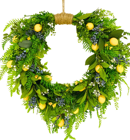 30" Cascading Lemon Blueberry Fern Wreath