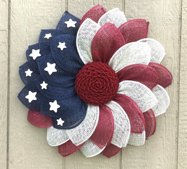 Poly Burlap American Flag Wreath-50% OFF