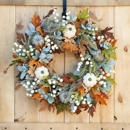 White Pumpkins Ranunculus Wreath (50% discount)