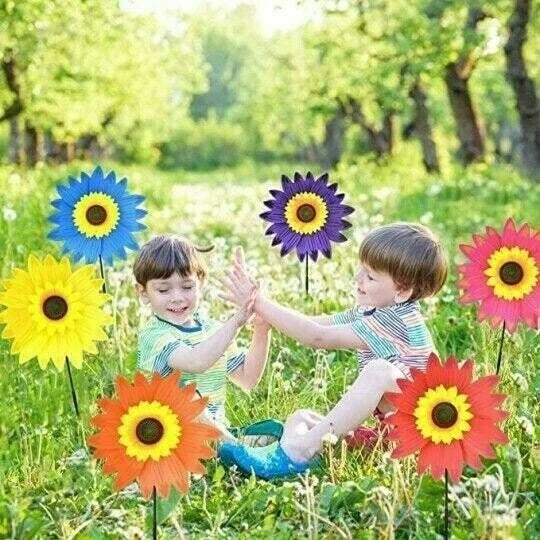 Sunflower windmill-for Decoration Outside Yard Garden Lawn