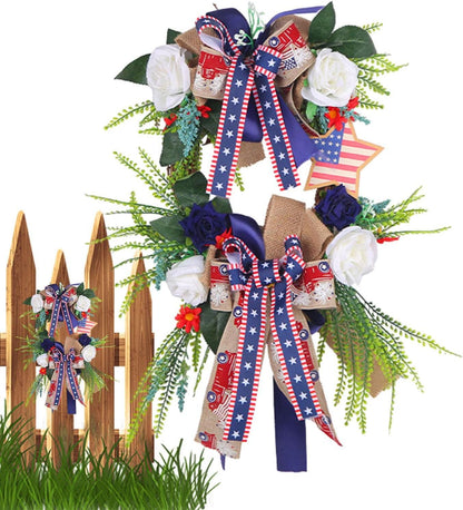 Independence Day floral leaves wreath