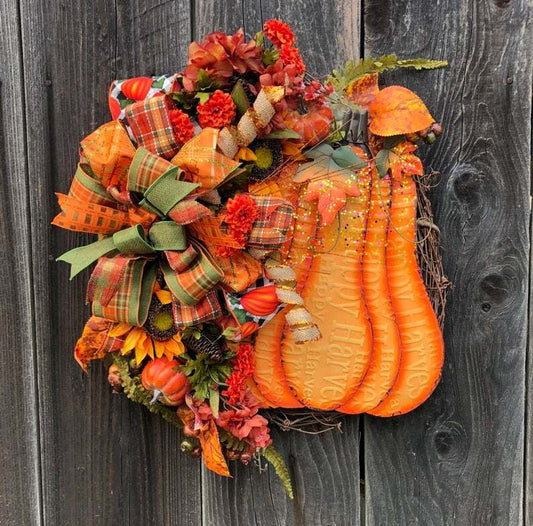 🎃Orange big pumpkin hydrangea wreath