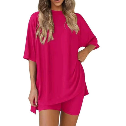 2025 Summer Casual Oversized Shirts Shorts Matching Women's Two Piece Lounge Set