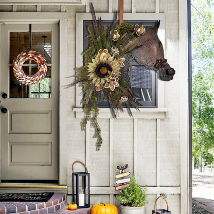 Autumn equestrian wooden flower door hanger- Entry Way Wall Hanger