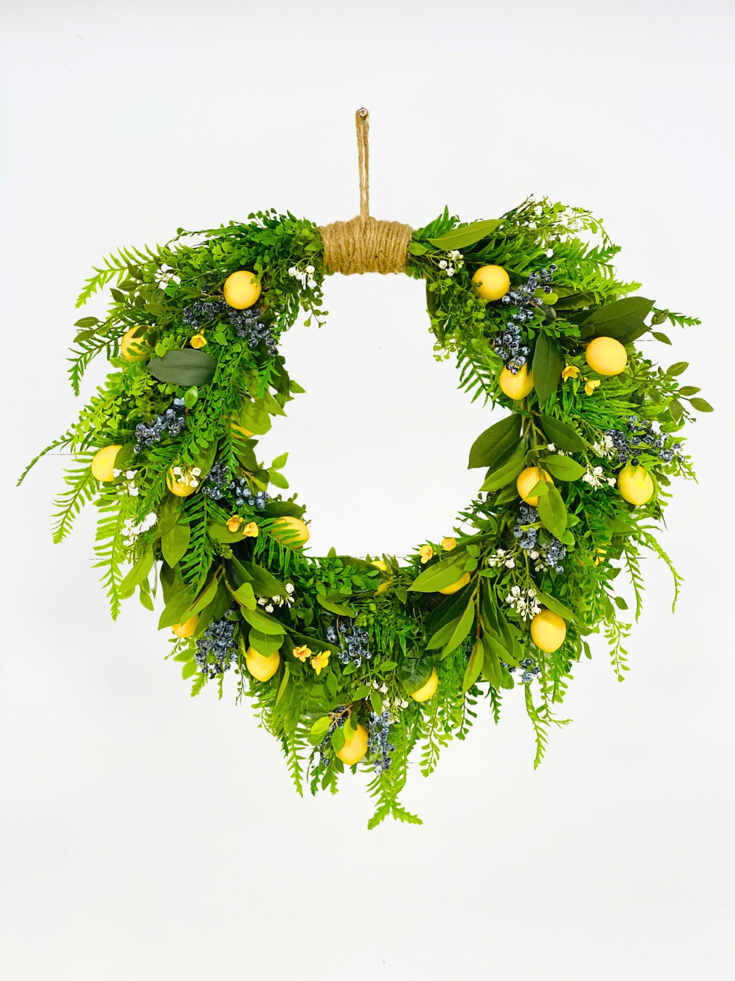 30" Cascading Lemon Blueberry Fern Wreath