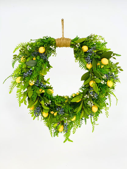 30" Cascading Lemon Blueberry Fern Wreath