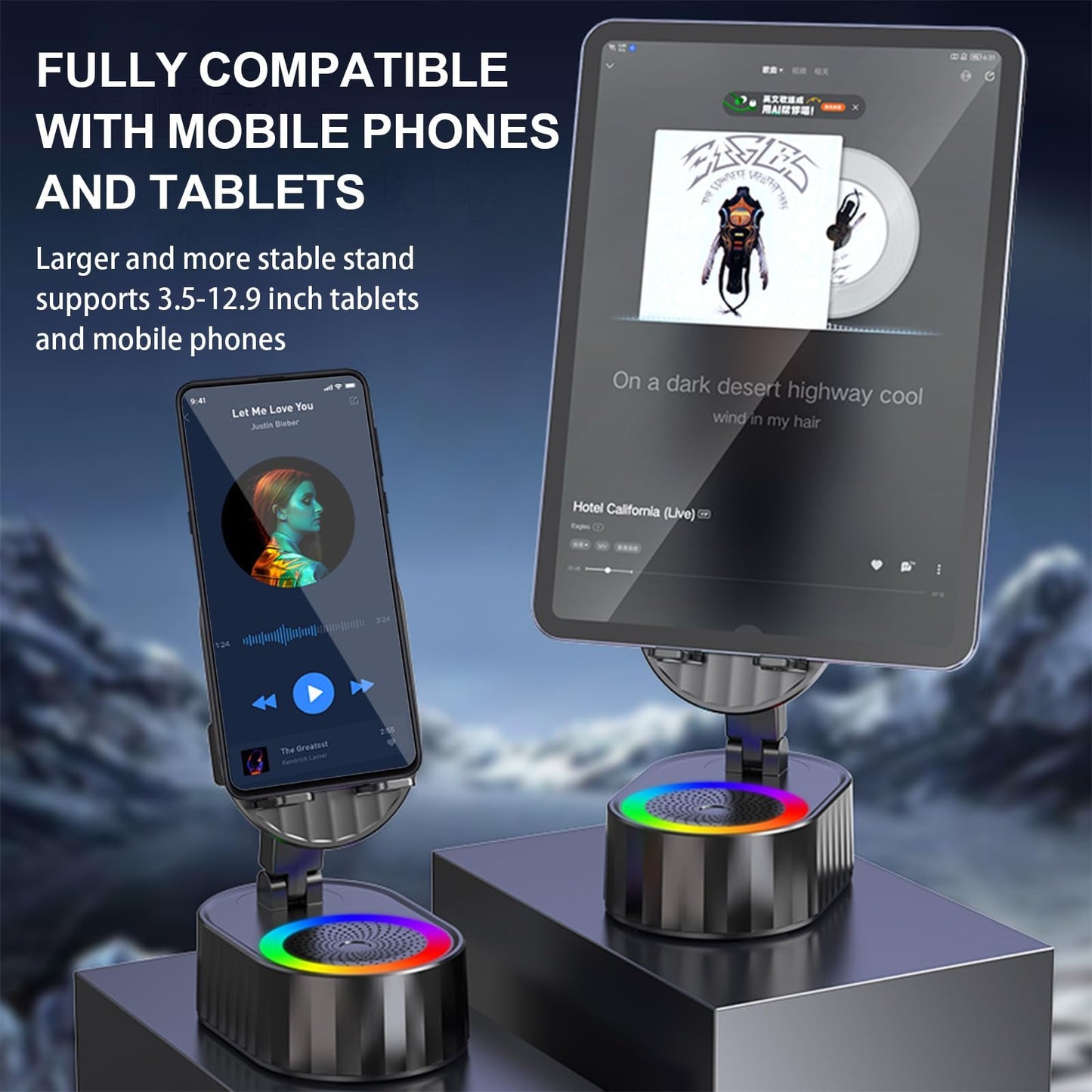 🔥2025 Upgraded Cell Phone Stand with Induction Speaker/Power Bank/Atmosphere Light