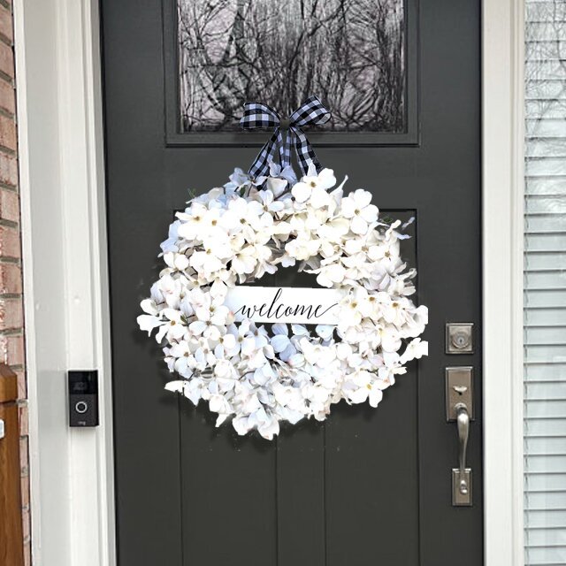 Buffalo Plaid & White Dogwood Fresh Wreath