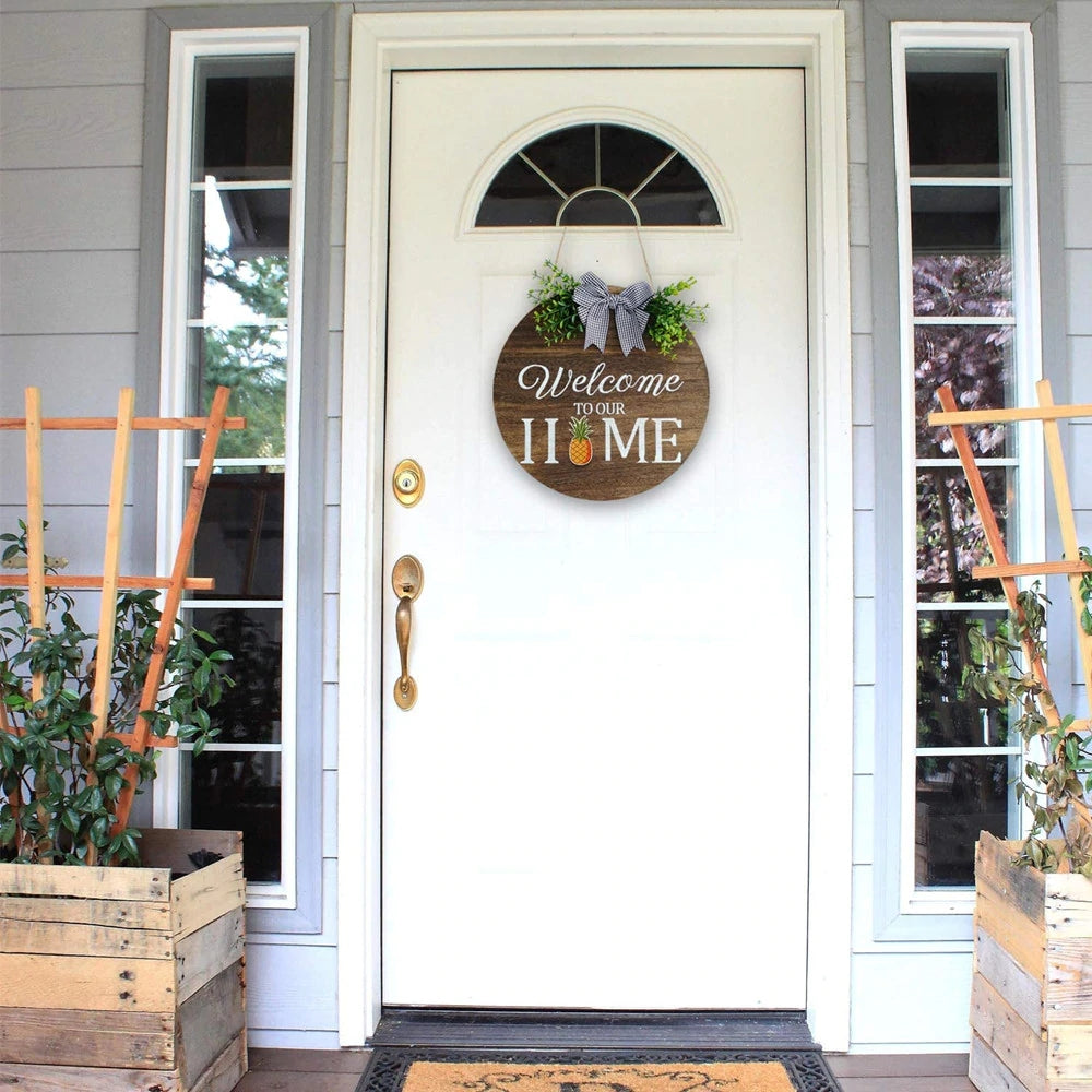 💐🎉 Interchangeable Welcome to Our Home Wood Round Wreath