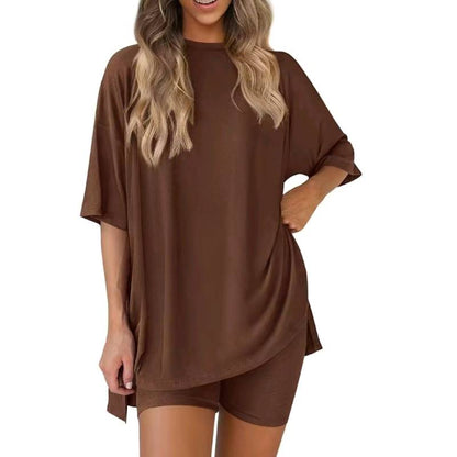 2025 Summer Casual Oversized Shirts Shorts Matching Women's Two Piece Lounge Set