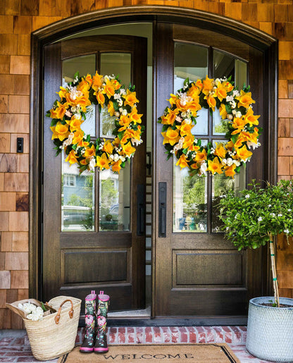 Easter Spring Yellow Daffodil Wreath-❤️like real flowers