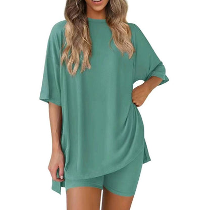 2025 Summer Casual Oversized Shirts Shorts Matching Women's Two Piece Lounge Set