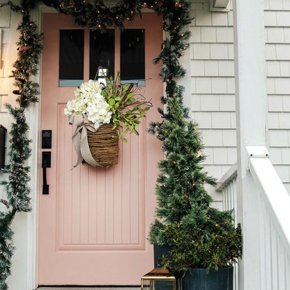 Cream Hydrangea Door Hanger Basket Wreath