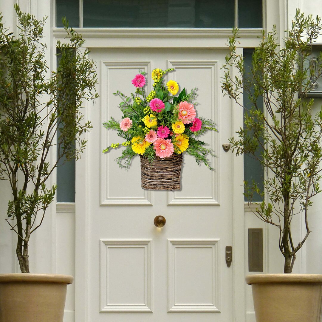 Gerbera daisy door basket-The flowerpot door wreath is unique!