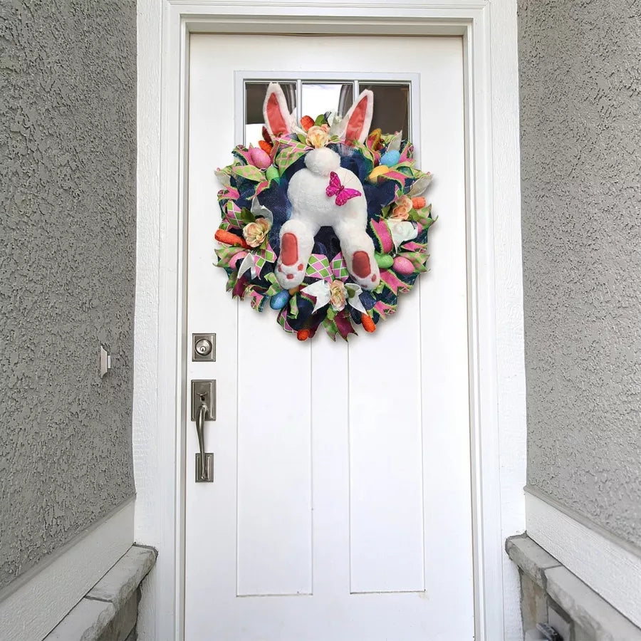 🐰 Easter bunny wreath for the front door. 💐