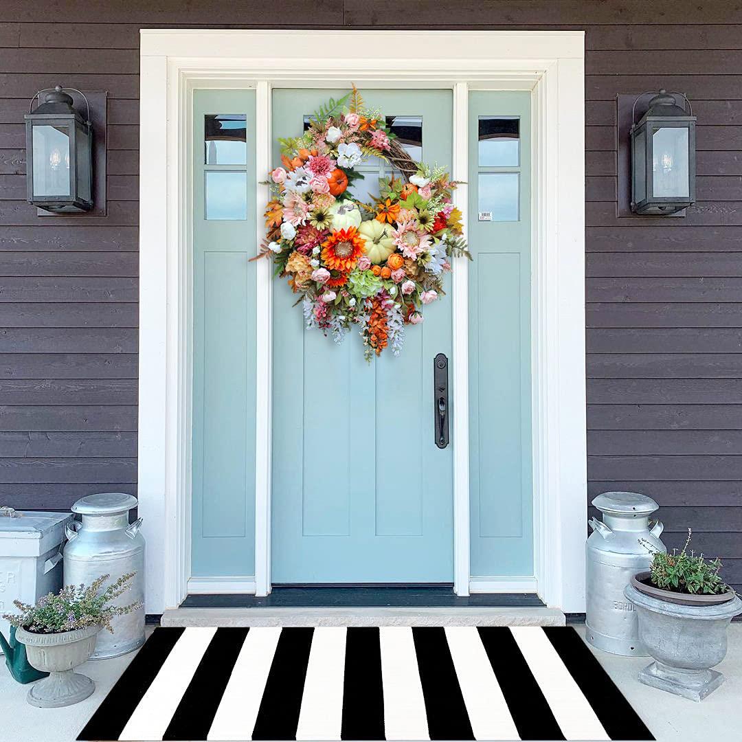 🍁Extra Large Brighter Side of Autumn Sunflower and Pumpkin Wreath, Pink & Orange Fall Floral