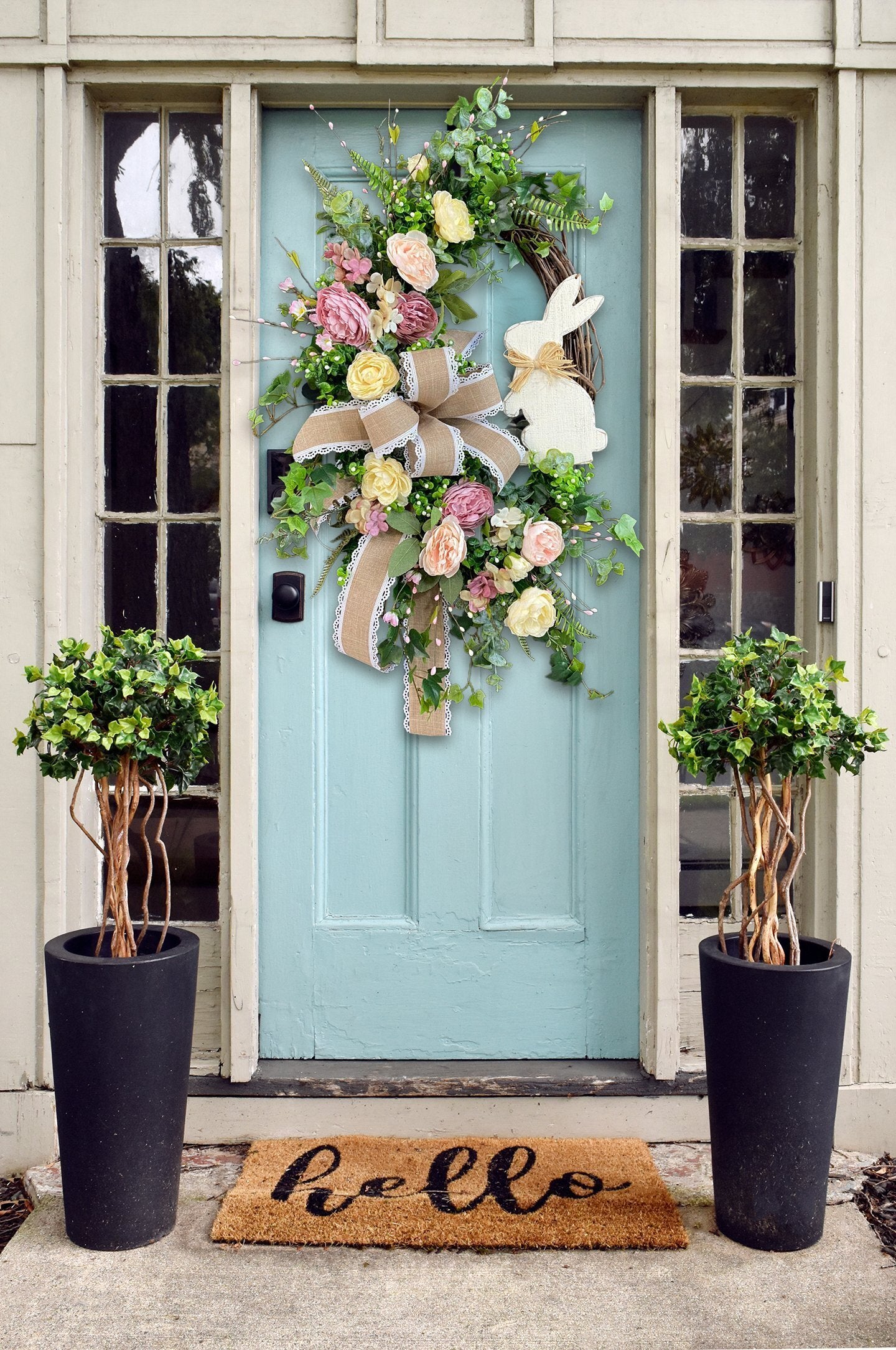 🥕Rustic Bunny Wreath|Spring Wreaths for Front Door