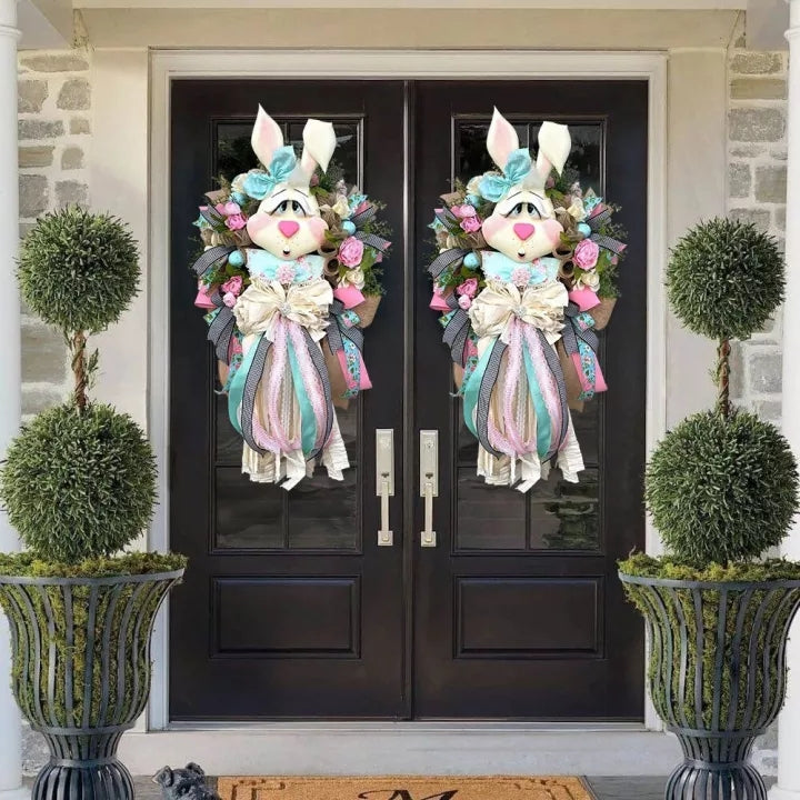 Easter Wreath for Front Door - Easter Bunny