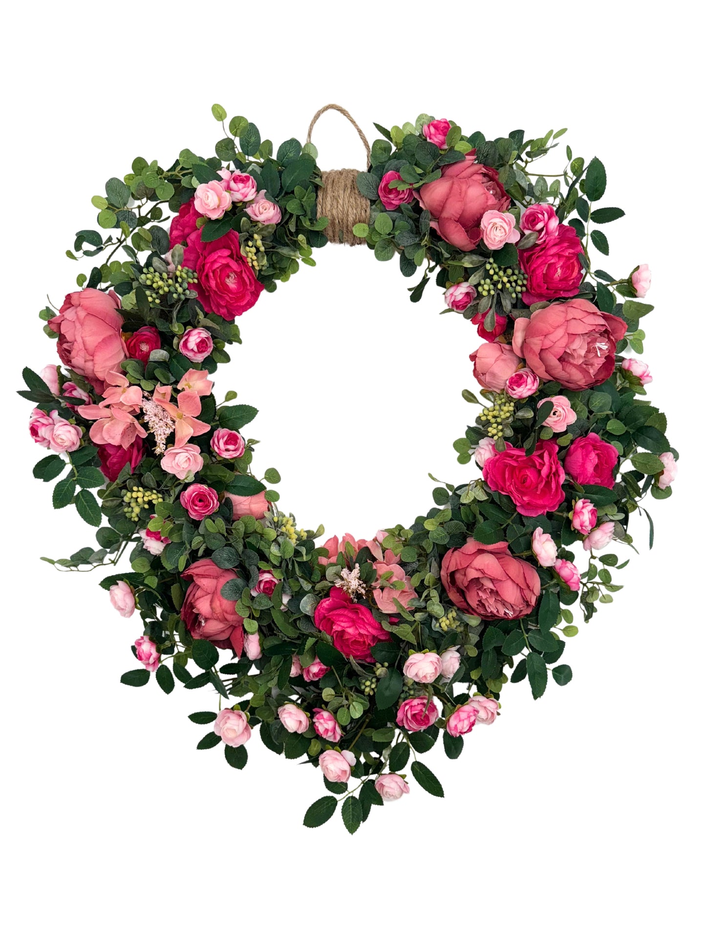 Artificial Pink Rose Garden Wreath