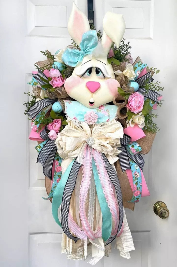 Easter Wreath for Front Door - Easter Bunny