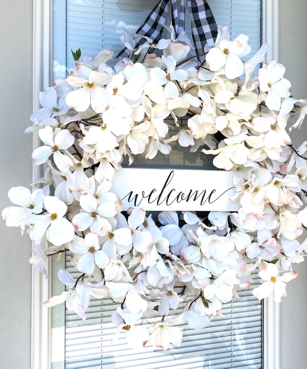 Buffalo Plaid & White Dogwood Fresh Wreath