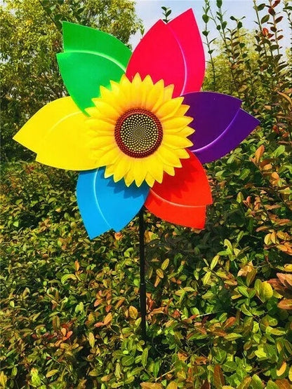 Sunflower windmill-for Decoration Outside Yard Garden Lawn