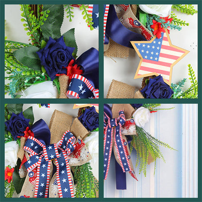 Independence Day floral leaves wreath