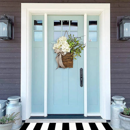 Cream Hydrangea Door Hanger Basket Wreath