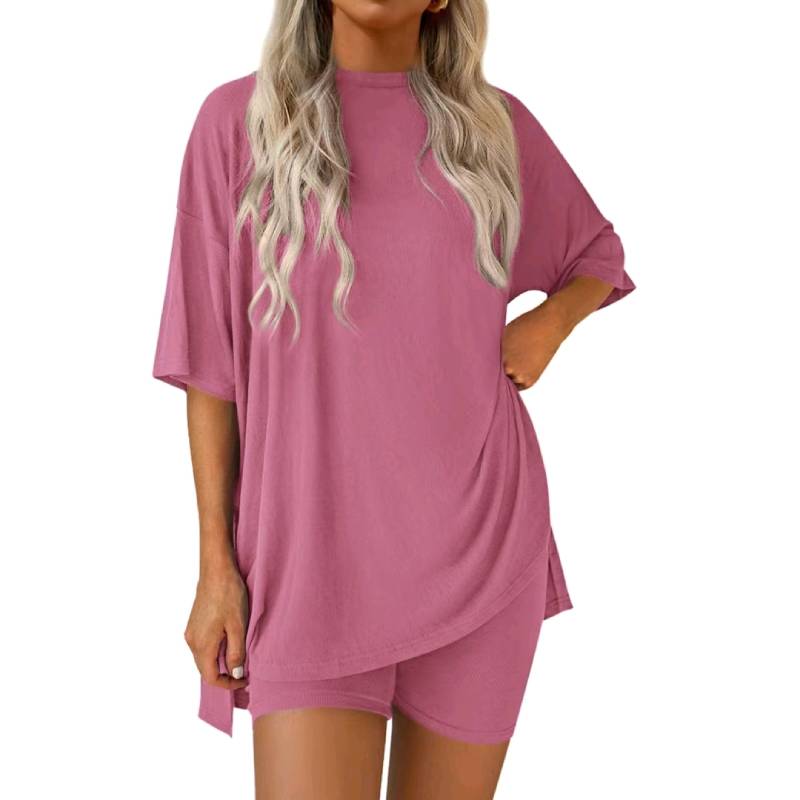 2025 Summer Casual Oversized Shirts Shorts Matching Women's Two Piece Lounge Set