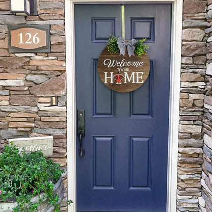 💐🎉 Interchangeable Welcome to Our Home Wood Round Wreath