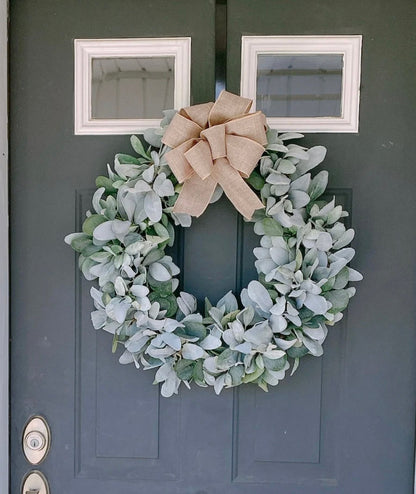 Lambs Ear Farmhouse Wreath with Bow
