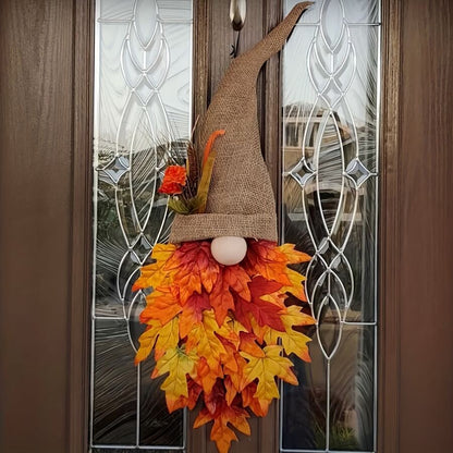 Fall Maple Gnome Front Door Hanger