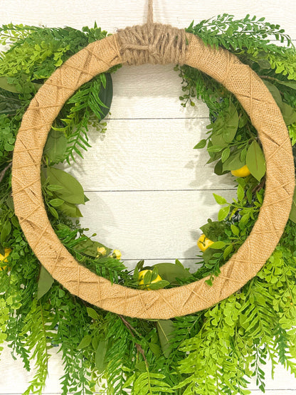 30" Cascading Lemon Blueberry Fern Wreath