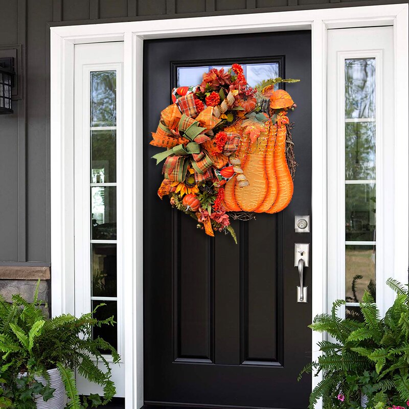 🎃Orange big pumpkin hydrangea wreath