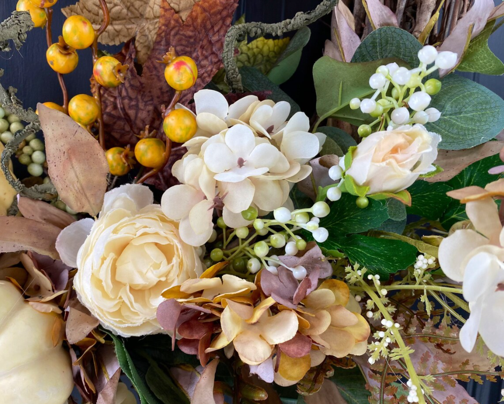 Pumpkin wreath with bow