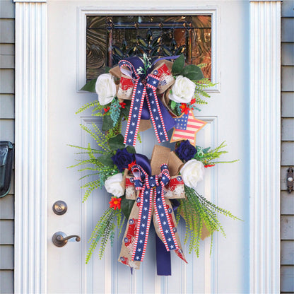 Independence Day floral leaves wreath