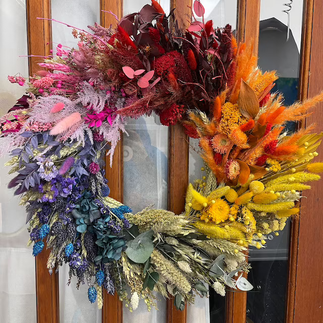 Rainbow Dried Flower Wreath