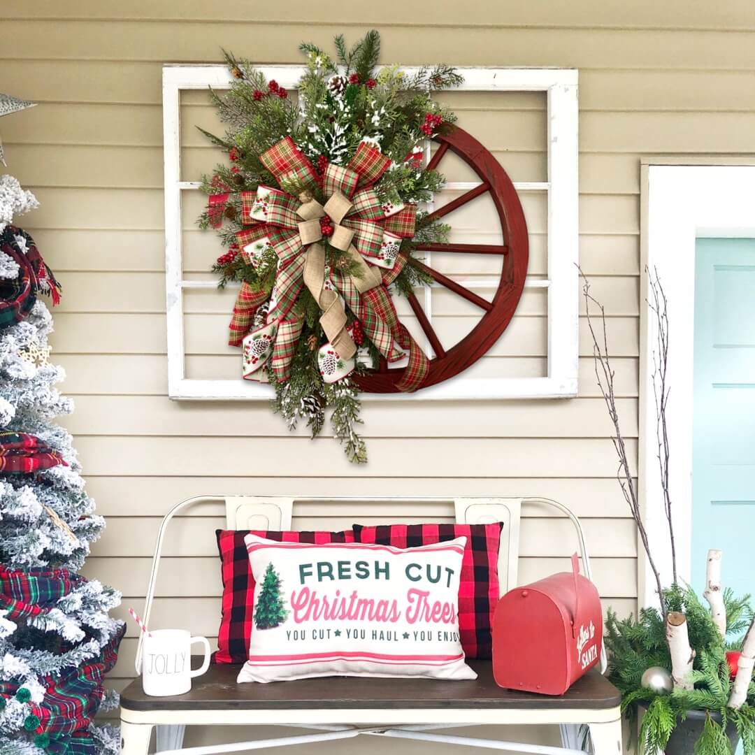 Winter Wreath-Farmhouse Wagon Wheel