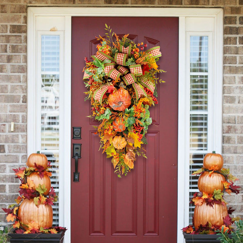 Large Fall Pumpkin Wreath-Year Round Wreath