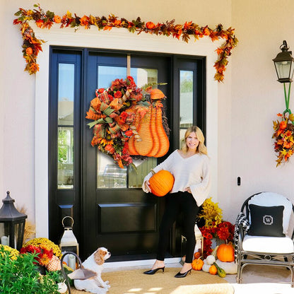 🎃Orange big pumpkin hydrangea wreath