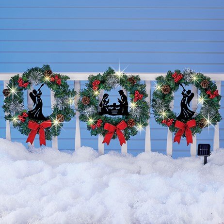 Lighted Nativity Scene Christmas Wreath
