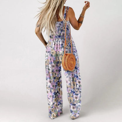 🏖️Summer Hot Sale 49% OFF🌼Women's Casual Print Sleeveless Overalls Jumpsuits
