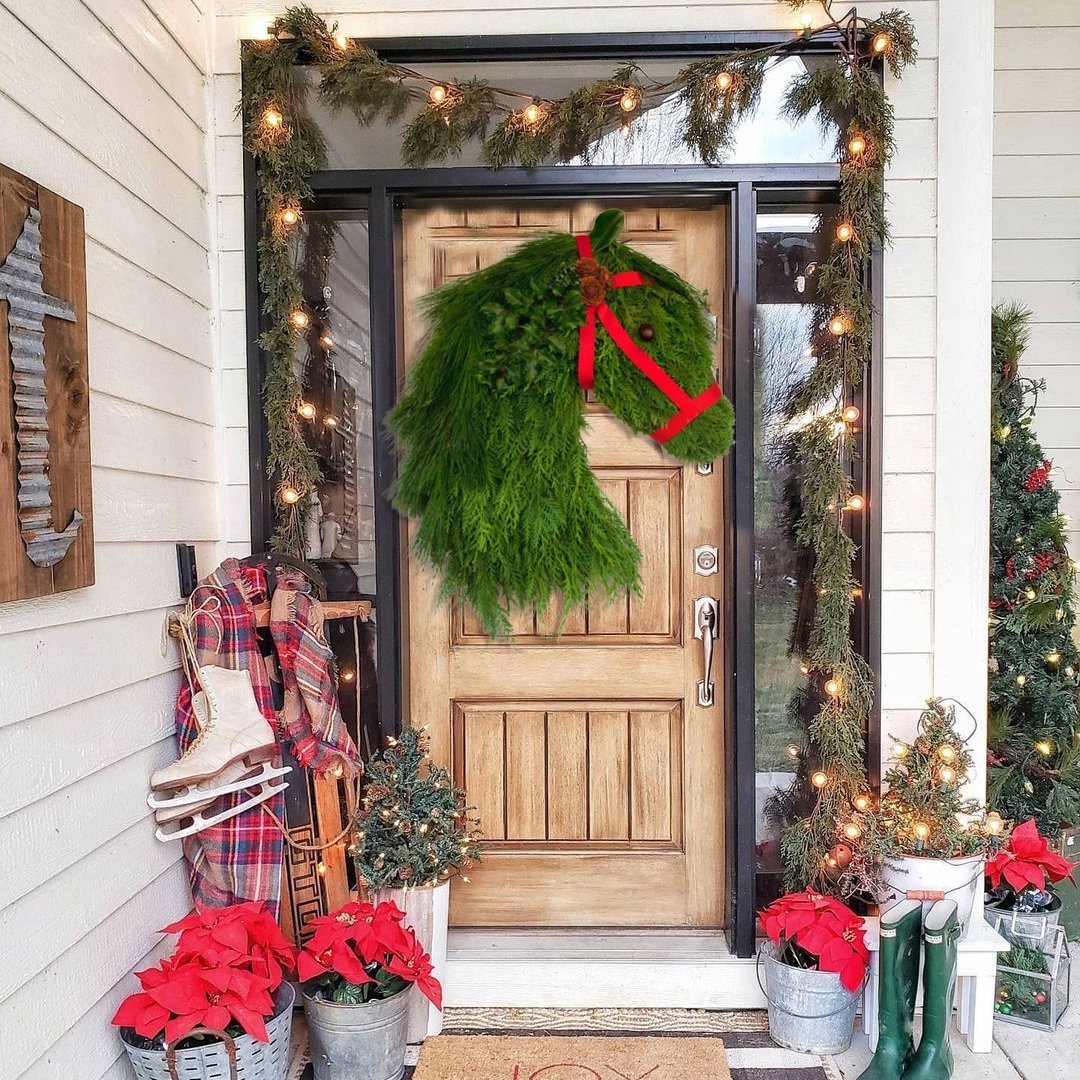 Farmhouse Double Horse Head Christmas Wreath