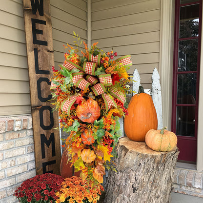 Large Fall Pumpkin Wreath-Year Round Wreath