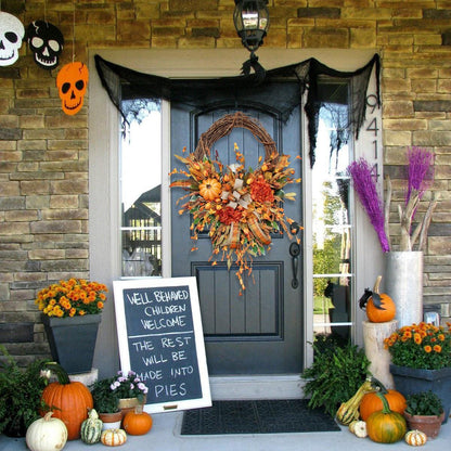 Farmhouse Pumpkin Grapevine Wreath
