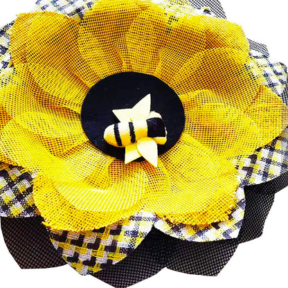 Artificial Sunflower Wreath Bee Sunflower Wreaths Spring Summer Wreath Decor